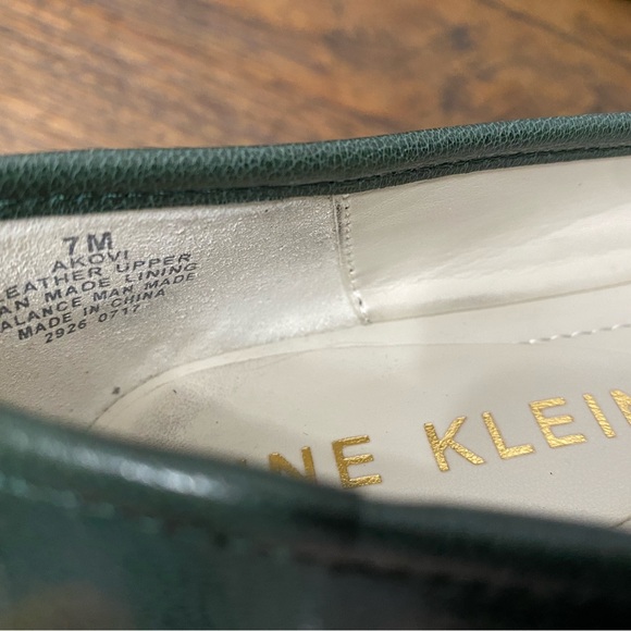Anne Klein forest Green Loafers with Gold Accents - Picture 5 of 6